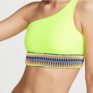 Peixoto ZONI One Shoulder Bikini Top Swim Neon Highlighter Yellow